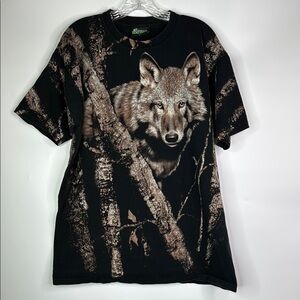Vintage Radical Nature Wolf AOP Tshirt Size XL